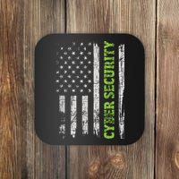 Cybersecurity USA Flag Computer Engineer Programmer Hacker Coaster