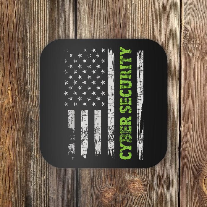Cybersecurity USA Flag Computer Engineer Programmer Hacker Coaster