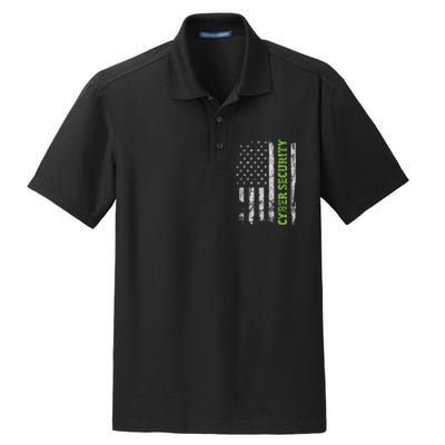 Cybersecurity USA Flag Computer Engineer Programmer Hacker Dry Zone Grid Polo