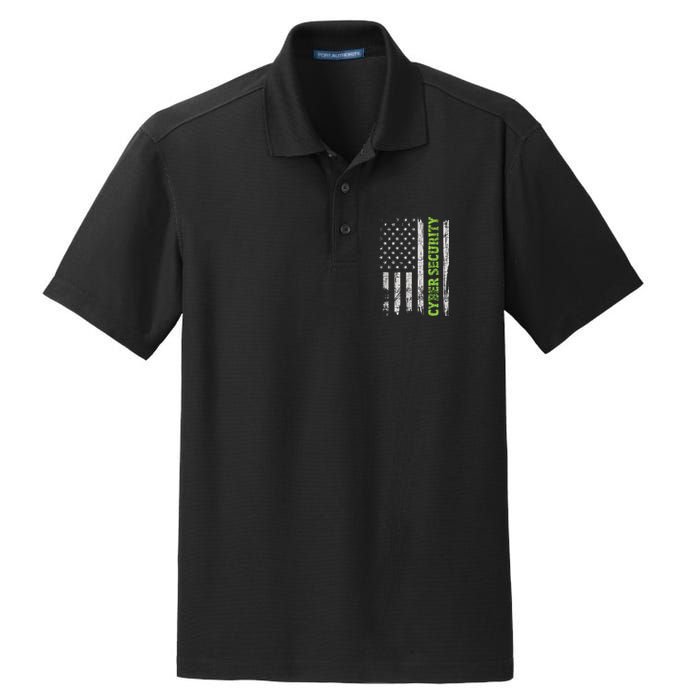 Cybersecurity USA Flag Computer Engineer Programmer Hacker Dry Zone Grid Polo