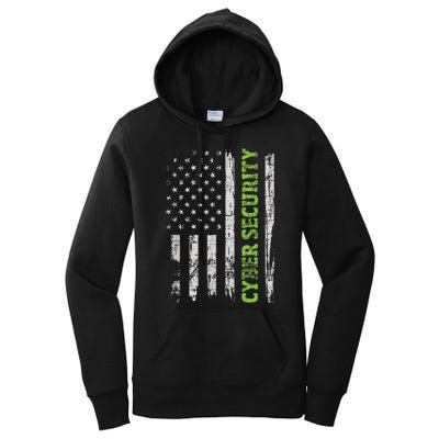 Cybersecurity USA Flag Computer Engineer Programmer Hacker Women's Pullover Hoodie