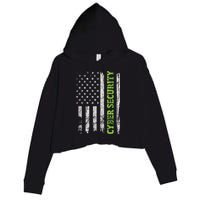 Cybersecurity USA Flag Computer Engineer Programmer Hacker Crop Fleece Hoodie