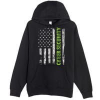 Cybersecurity USA Flag Computer Engineer Programmer Hacker Premium Pullover Hoodie