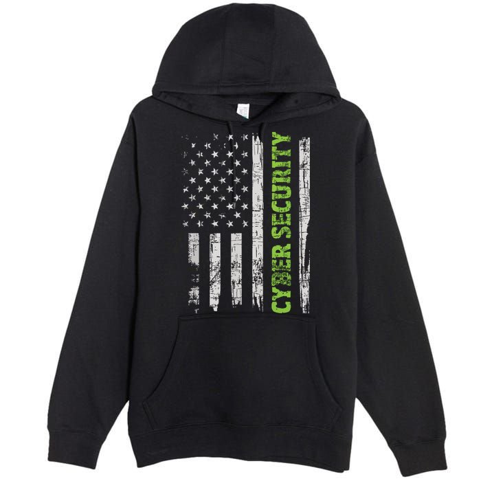 Cybersecurity USA Flag Computer Engineer Programmer Hacker Premium Pullover Hoodie