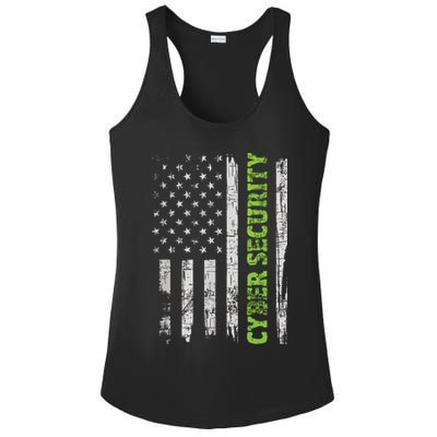 Cybersecurity USA Flag Computer Engineer Programmer Hacker Ladies PosiCharge Competitor Racerback Tank