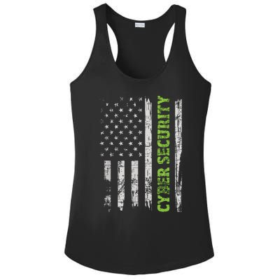 Cybersecurity USA Flag Computer Engineer Programmer Hacker Ladies PosiCharge Competitor Racerback Tank