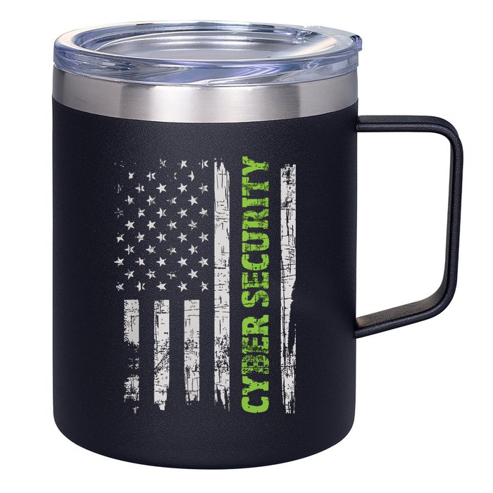 Cybersecurity USA Flag Computer Engineer Programmer Hacker 12oz Stainless Steel Coffee Mug