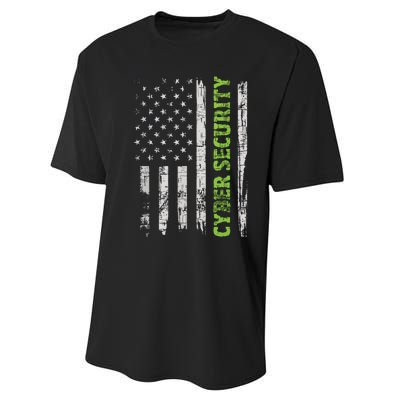 Cybersecurity USA Flag Computer Engineer Programmer Hacker Performance Sprint T-Shirt