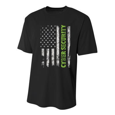 Cybersecurity USA Flag Computer Engineer Programmer Hacker Youth Performance Sprint T-Shirt