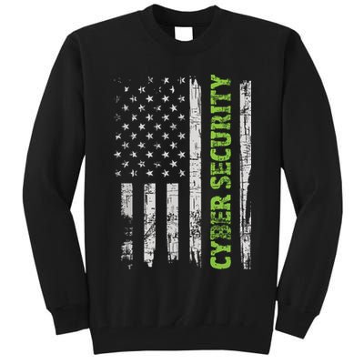 Cybersecurity USA Flag Computer Engineer Programmer Hacker Tall Sweatshirt