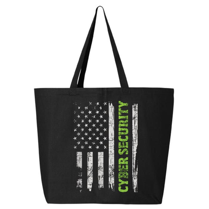 Cybersecurity USA Flag Computer Engineer Programmer Hacker 25L Jumbo Tote