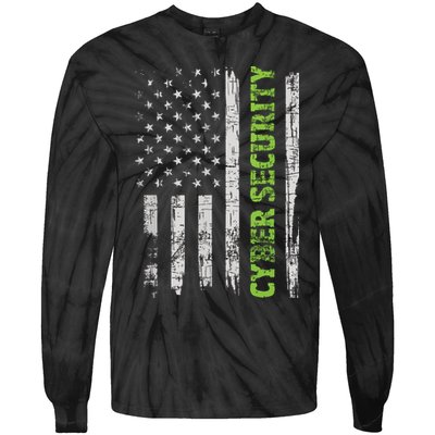Cybersecurity USA Flag Computer Engineer Programmer Hacker Tie-Dye Long Sleeve Shirt