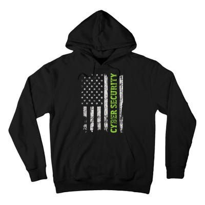 Cybersecurity USA Flag Computer Engineer Programmer Hacker Tall Hoodie