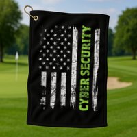 Cybersecurity USA Flag Computer Engineer Programmer Hacker Golf Towel