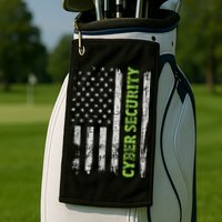 Cybersecurity USA Flag Computer Engineer Programmer Hacker Golf Towel