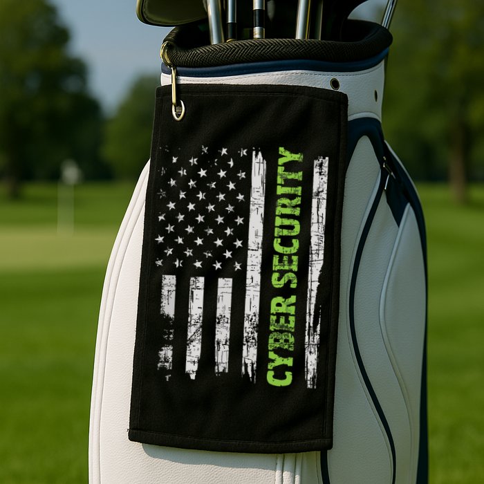 Cybersecurity USA Flag Computer Engineer Programmer Hacker Golf Towel
