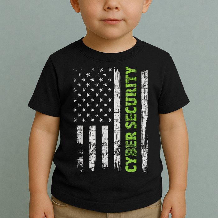 Cybersecurity USA Flag Computer Engineer Programmer Hacker Toddler T-Shirt