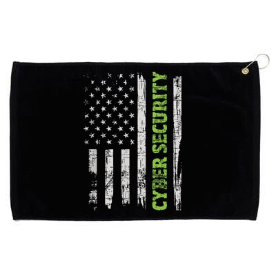 Cybersecurity USA Flag Computer Engineer Programmer Hacker Grommeted Golf Towel