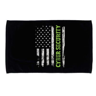 Cybersecurity USA Flag Computer Engineer Programmer Hacker Microfiber Hand Towel