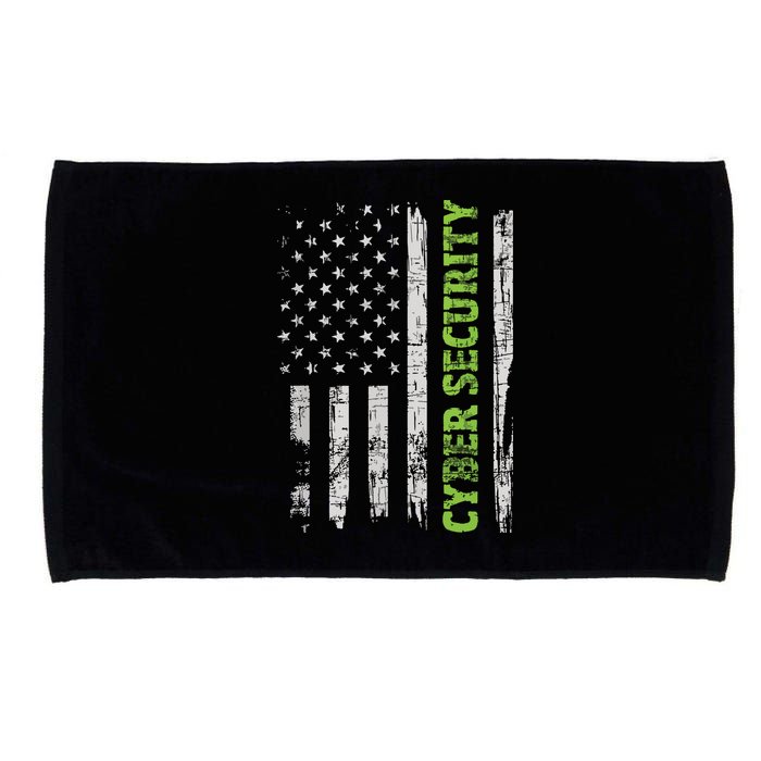 Cybersecurity USA Flag Computer Engineer Programmer Hacker Microfiber Hand Towel