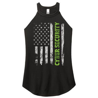 Cybersecurity USA Flag Computer Engineer Programmer Hacker Women's Perfect Tri Rocker Tank