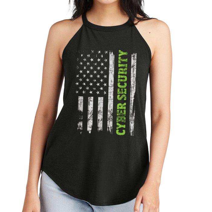 Cybersecurity USA Flag Computer Engineer Programmer Hacker Women's Perfect Tri Rocker Tank
