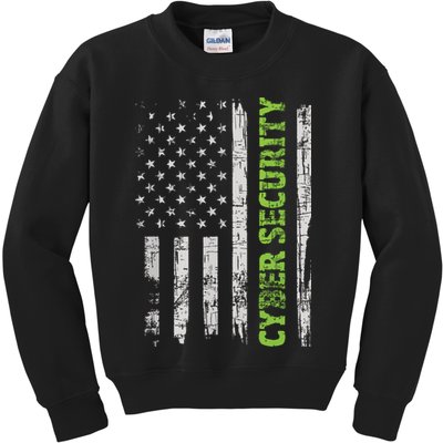 Cybersecurity USA Flag Computer Engineer Programmer Hacker Kids Sweatshirt