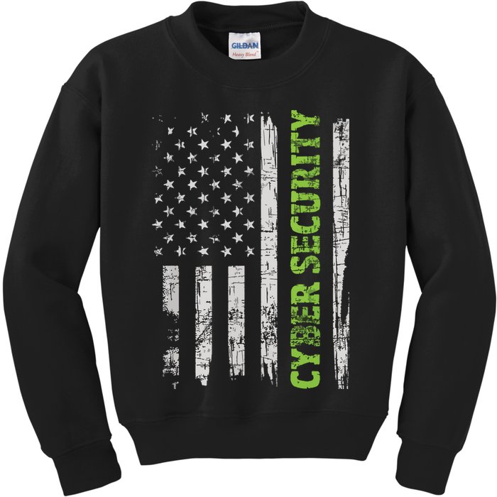 Cybersecurity USA Flag Computer Engineer Programmer Hacker Kids Sweatshirt