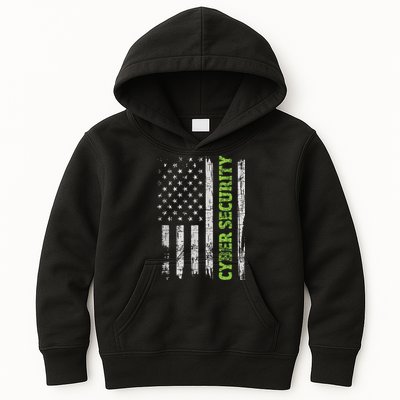 Cybersecurity USA Flag Computer Engineer Programmer Hacker Kids Hoodie