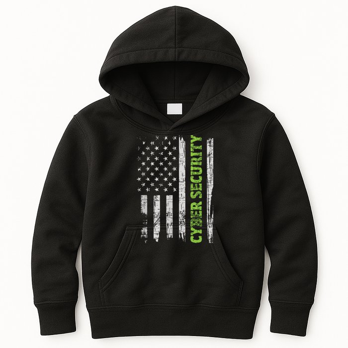 Cybersecurity USA Flag Computer Engineer Programmer Hacker Kids Hoodie