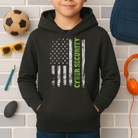 Cybersecurity USA Flag Computer Engineer Programmer Hacker Kids Hoodie