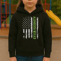 Cybersecurity USA Flag Computer Engineer Programmer Hacker Kids Hoodie