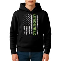 Cybersecurity USA Flag Computer Engineer Programmer Hacker Kids Hoodie