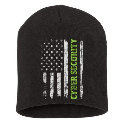 Cybersecurity USA Flag Computer Engineer Programmer Hacker Short Acrylic Beanie