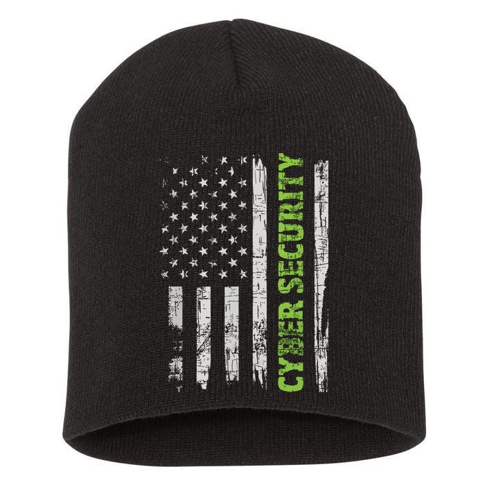 Cybersecurity USA Flag Computer Engineer Programmer Hacker Short Acrylic Beanie