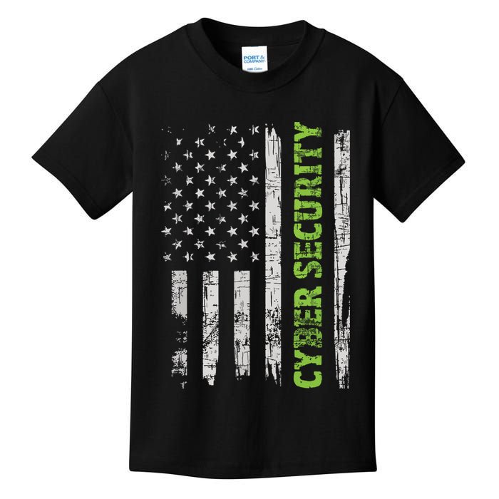 Cybersecurity USA Flag Computer Engineer Programmer Hacker Kids T-Shirt