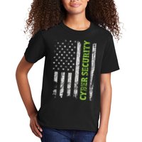 Cybersecurity USA Flag Computer Engineer Programmer Hacker Kids T-Shirt
