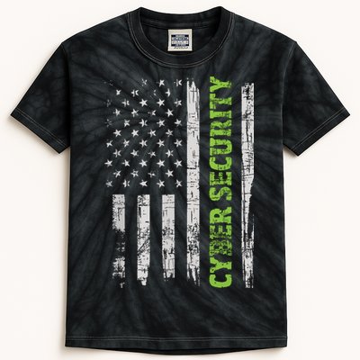 Cybersecurity USA Flag Computer Engineer Programmer Hacker Kids Tie-Dye T-Shirt
