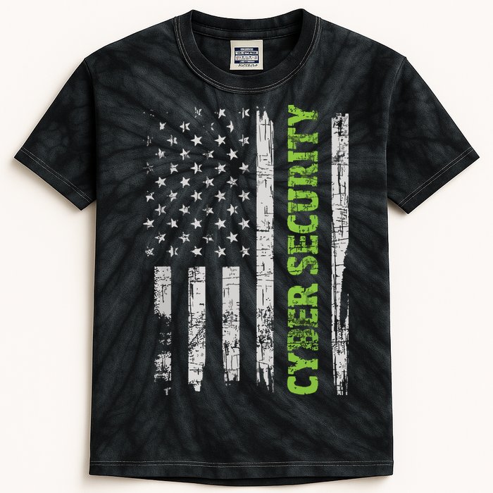 Cybersecurity USA Flag Computer Engineer Programmer Hacker Kids Tie-Dye T-Shirt