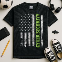 Cybersecurity USA Flag Computer Engineer Programmer Hacker Kids Tie-Dye T-Shirt