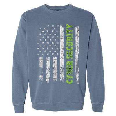 Cybersecurity USA Flag Computer Engineer Programmer Hacker Garment-Dyed Sweatshirt