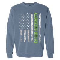Cybersecurity USA Flag Computer Engineer Programmer Hacker Garment-Dyed Sweatshirt
