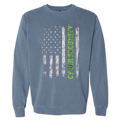 Cybersecurity USA Flag Computer Engineer Programmer Hacker Garment-Dyed Sweatshirt