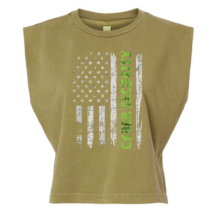 Cybersecurity USA Flag Computer Engineer Programmer Hacker Garment-Dyed Women's Muscle Tee