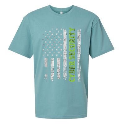 Cybersecurity USA Flag Computer Engineer Programmer Hacker Sueded Cloud Jersey T-Shirt