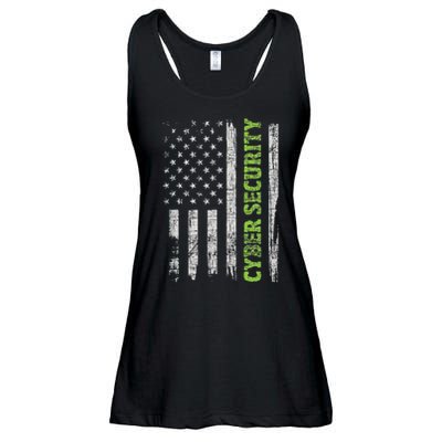 Cybersecurity Usa Flag Computer Engineer Programmer Hacker Ladies Essential Flowy Tank