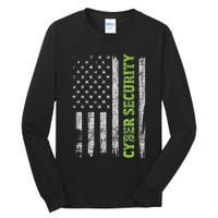 Cybersecurity Usa Flag Computer Engineer Programmer Hacker Tall Long Sleeve T-Shirt