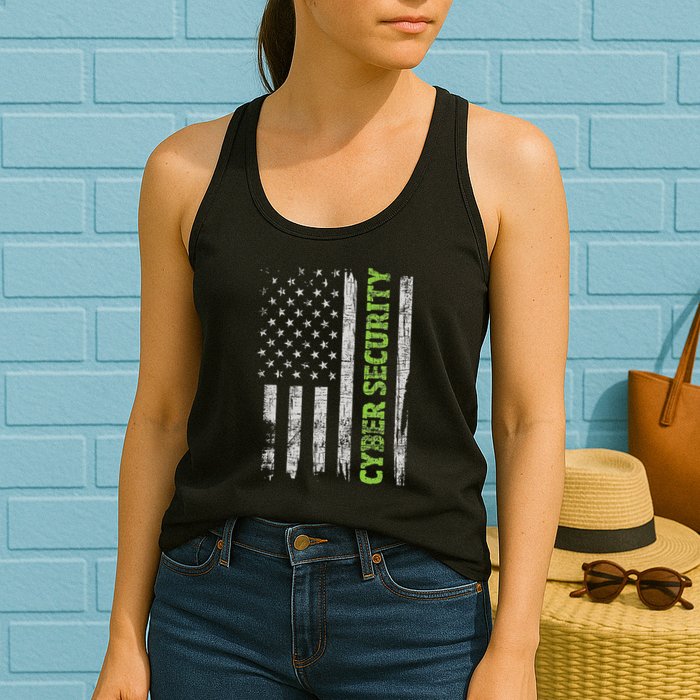 Cybersecurity Usa Flag Computer Engineer Programmer Hacker Women's Racerback Tank