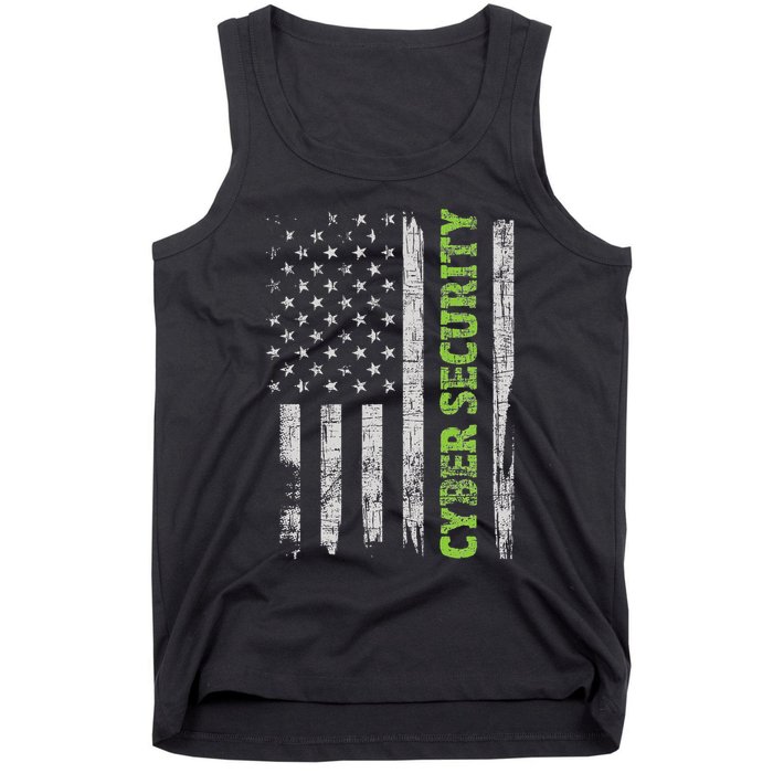 Cybersecurity Usa Flag Computer Engineer Programmer Hacker Tank Top