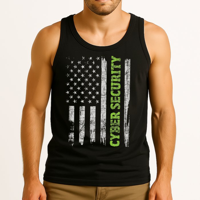 Cybersecurity Usa Flag Computer Engineer Programmer Hacker Tank Top
